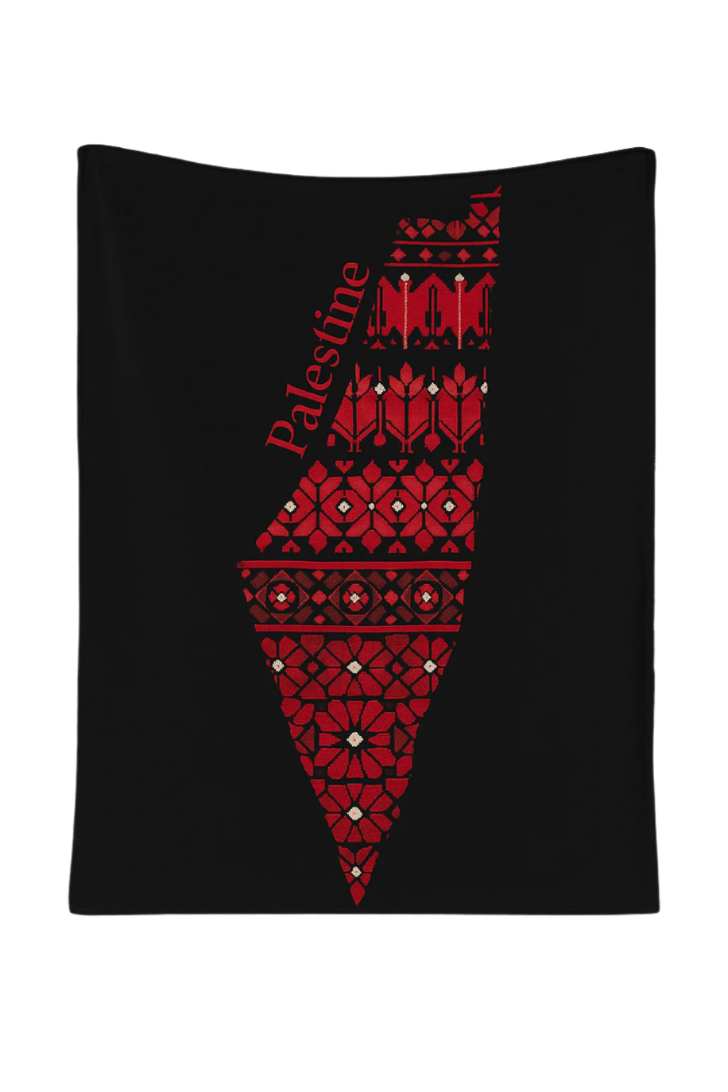 Tatreez Roots – Palestine Map Flannel Blanket