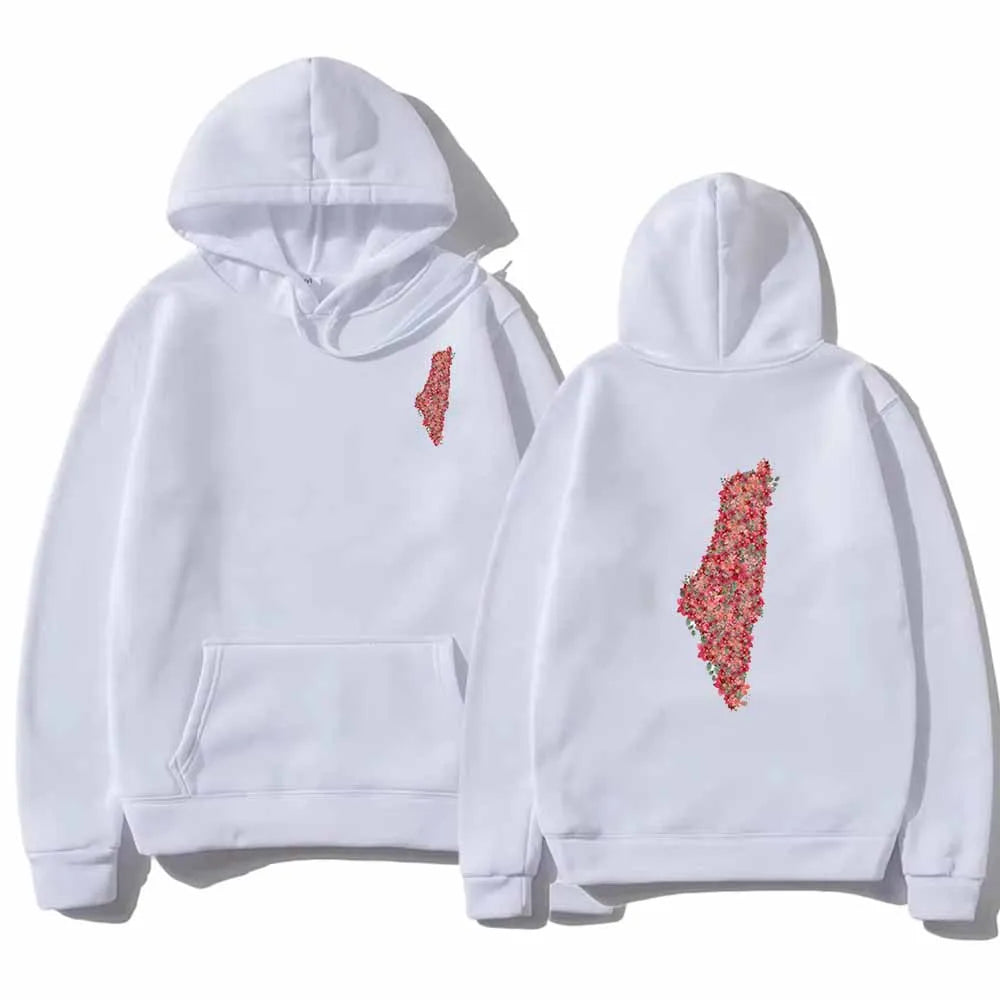Blooming Resistance – Palestine Map Floral Hoodie (Unisex)