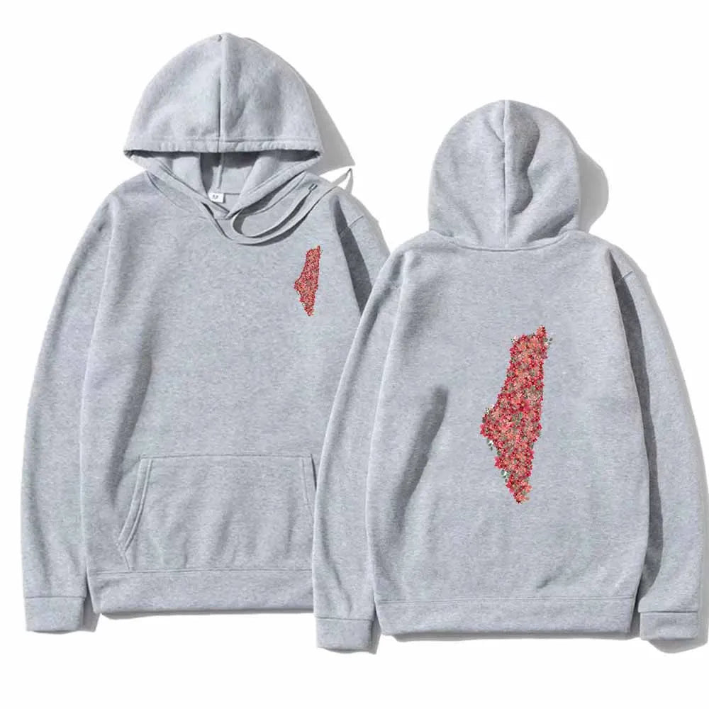 Flourish & Fight – Palestine Map Floral Hoodie (Unisex)