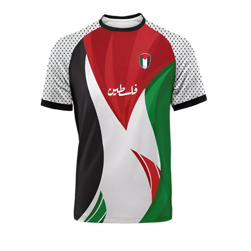 Flag in Motion – 3D Palestine Sports Street Tee