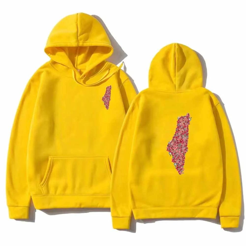 Roots in Bloom – Palestinian Map Floral Hoodie (Unisex)