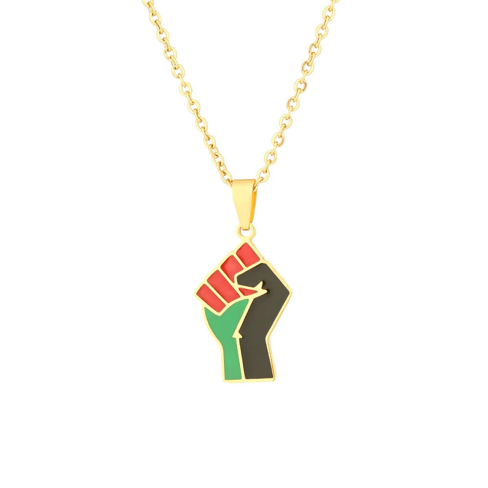 Steel Raised – Power Fist Pendant Necklace (Unisex)