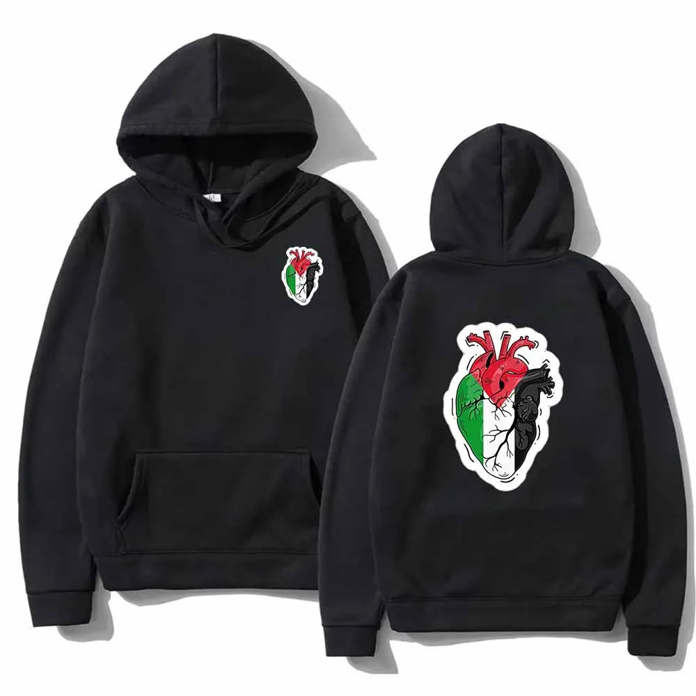 Pulse of the Land – Palestinian Heart Map Hoodie