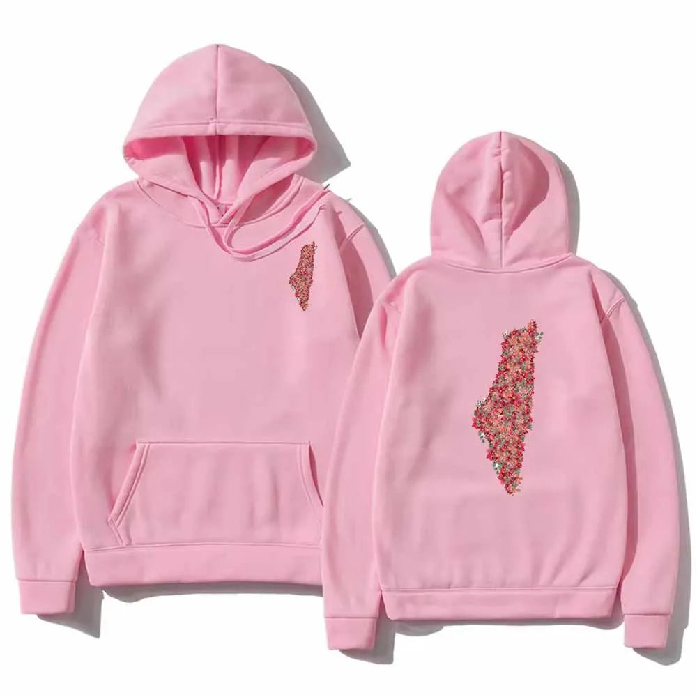 Rise in Bloom – Palestine Map Floral Pullover (Unisex)