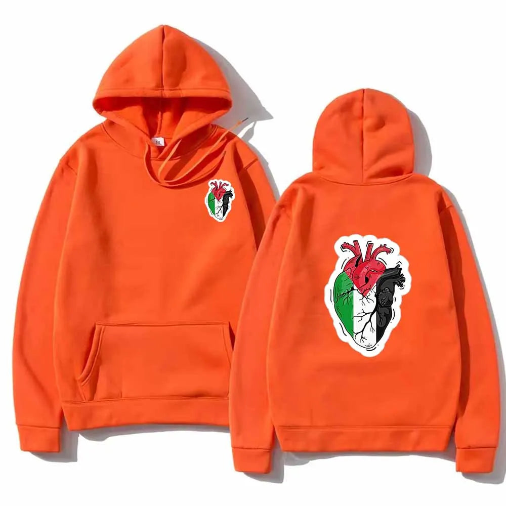 Heartbeat of Palestine – Loose Fit Map Pullover Hoodie