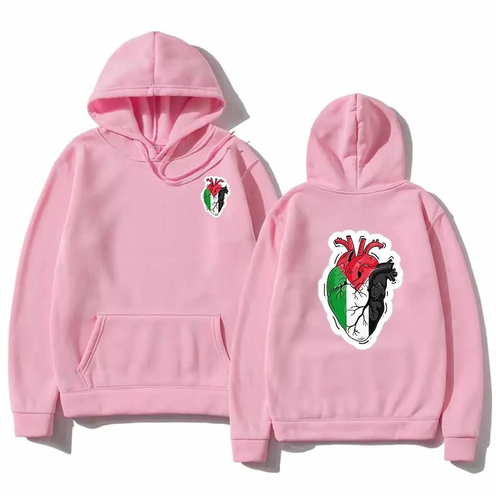 Heartlines of Palestine – Unisex Map Pulse Hoodie