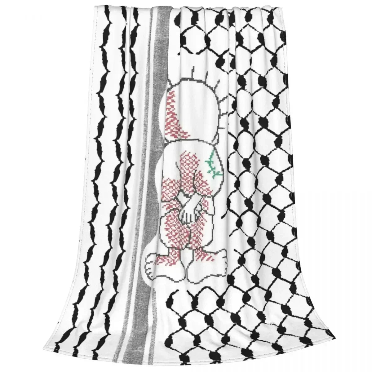 Tatreez Flannel Throw Blanket | Kufiya Keffiyeh Pattern