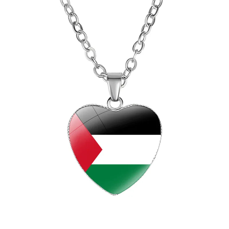 Lunar Love – Palestine Heart & Moon Pendant