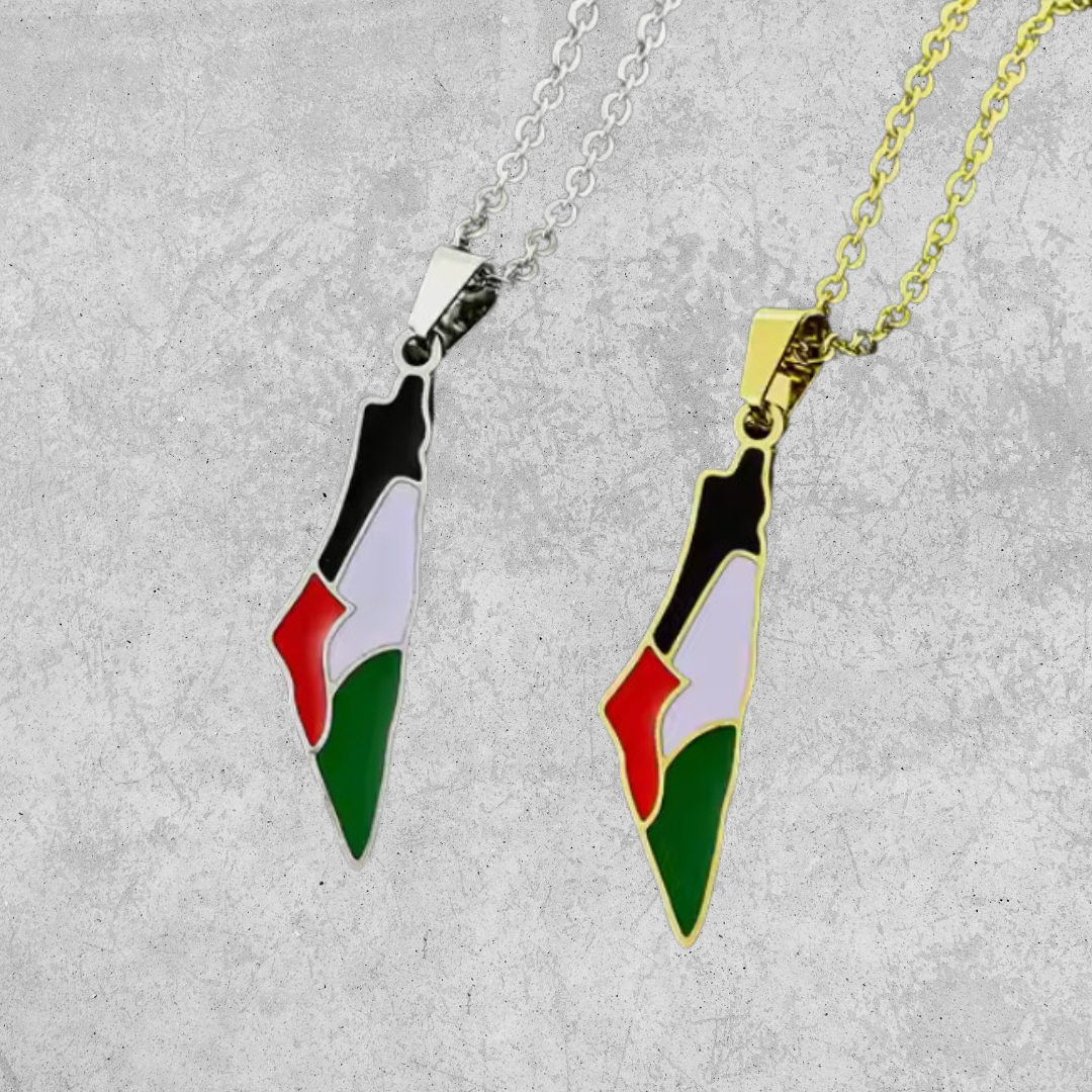 Palestinian Map Necklace SILVER X GOLD