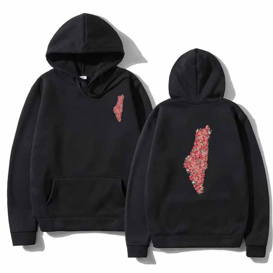 Floral Intifada – Palestine Map & Rose Hoodie (Unisex)