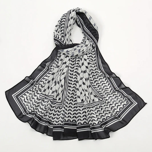 Whispers of Heritage – Chiffon Keffiyeh Hijab Shawl