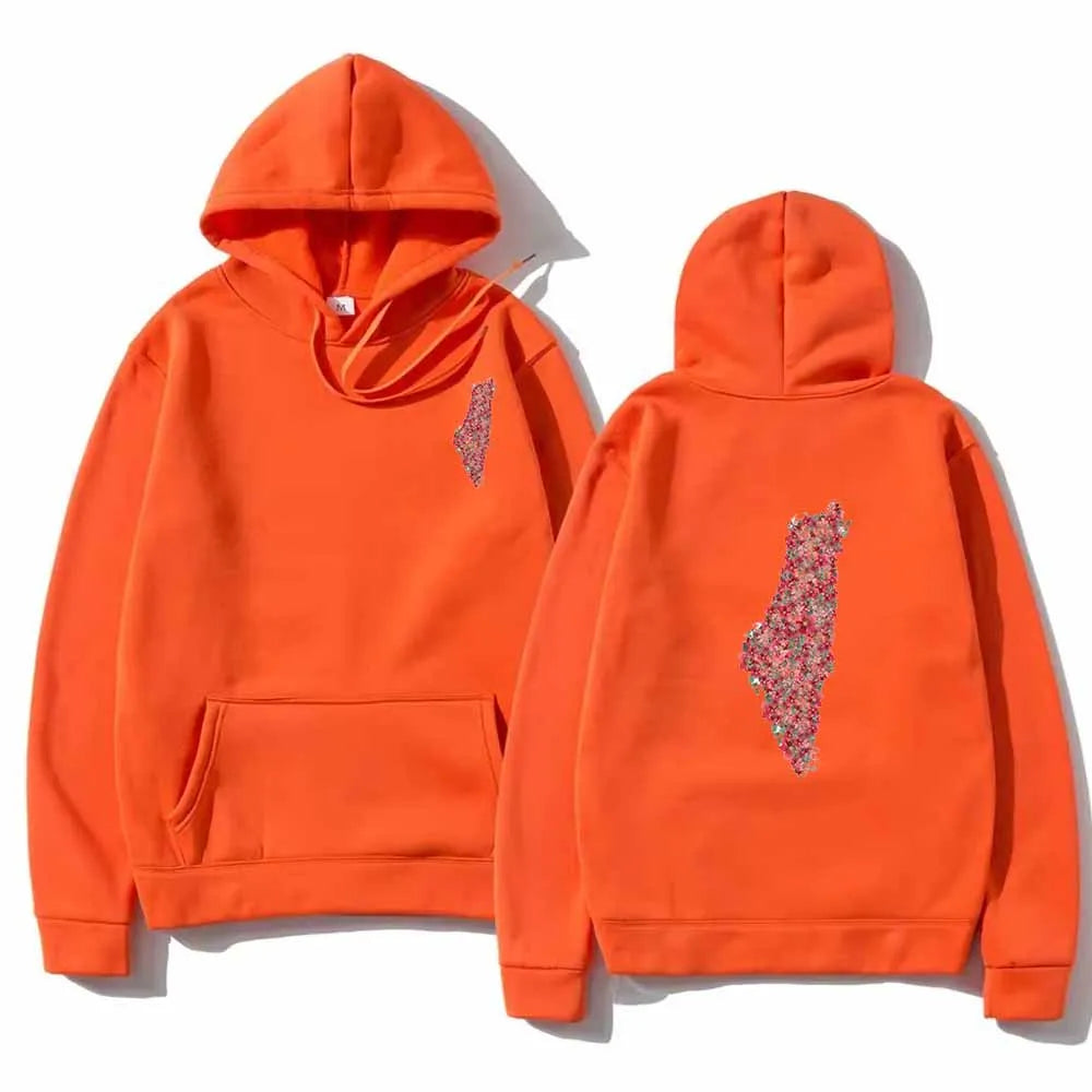 Flourish & Fight – Palestine Map Floral Hoodie (Unisex)