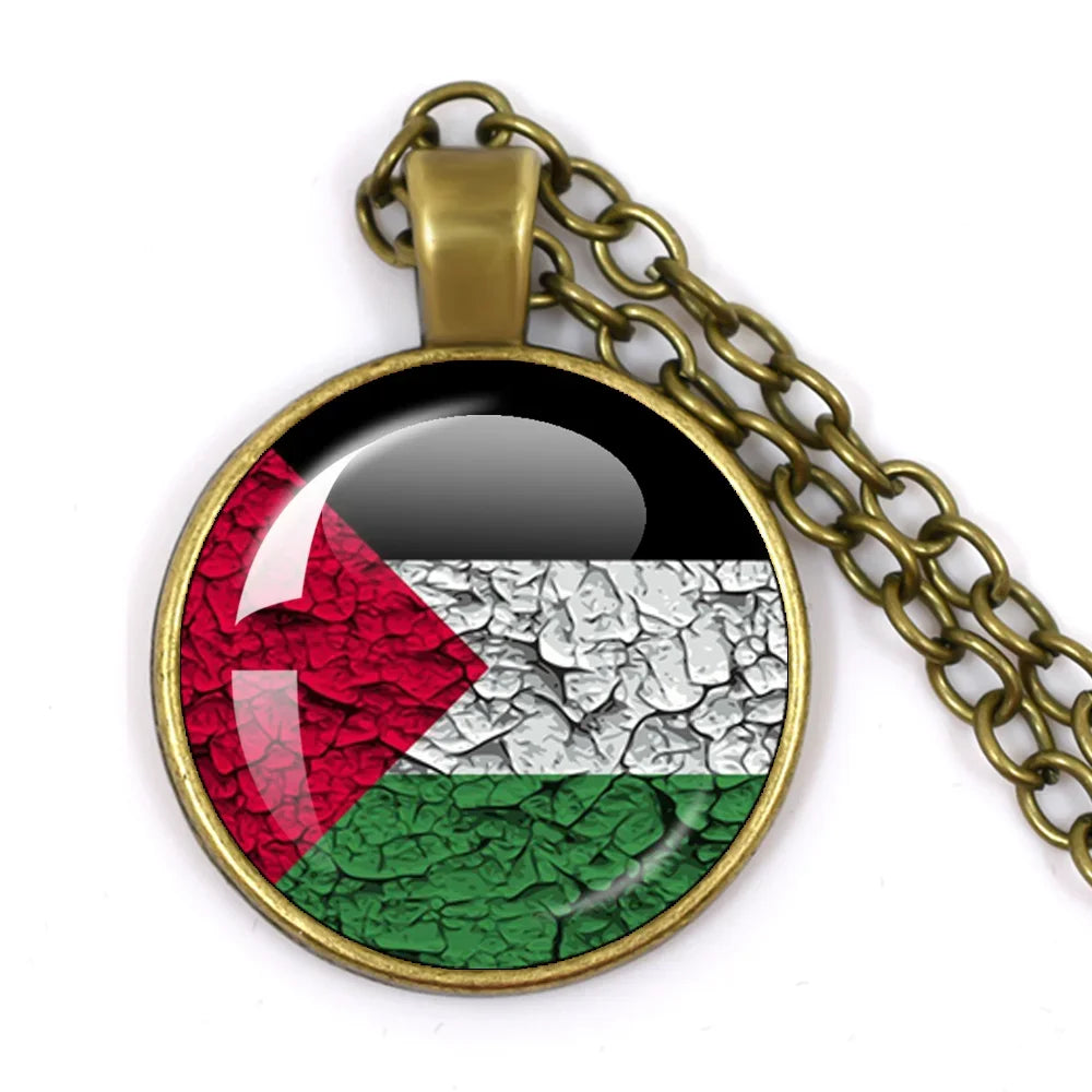 Emblem of Belonging – Palestine Nation Glass Pendant Necklace
