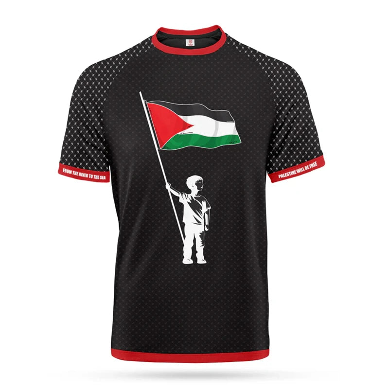 Threads of Triumph – Palestine Flag 3D Football Tee