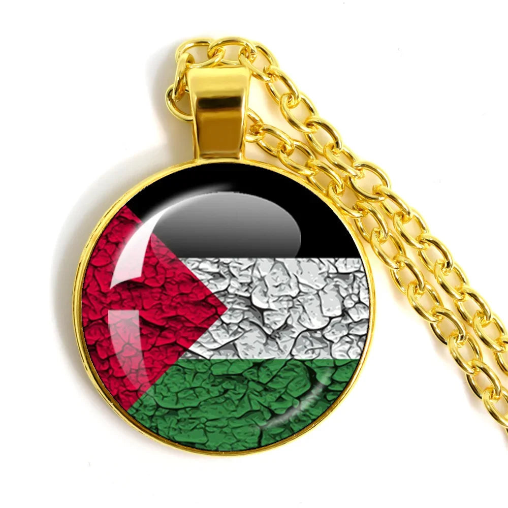Emblem of Belonging – Palestine Nation Glass Pendant Necklace